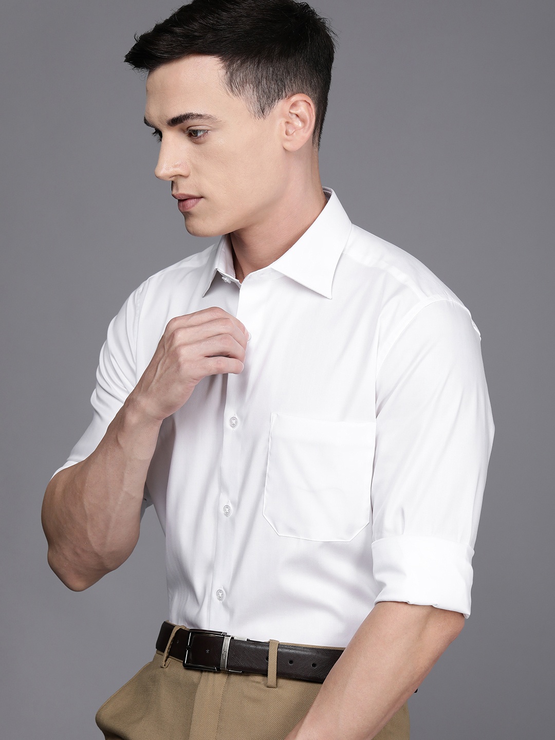 

Louis Philippe Men White Classic Fit Solid Formal Shirt