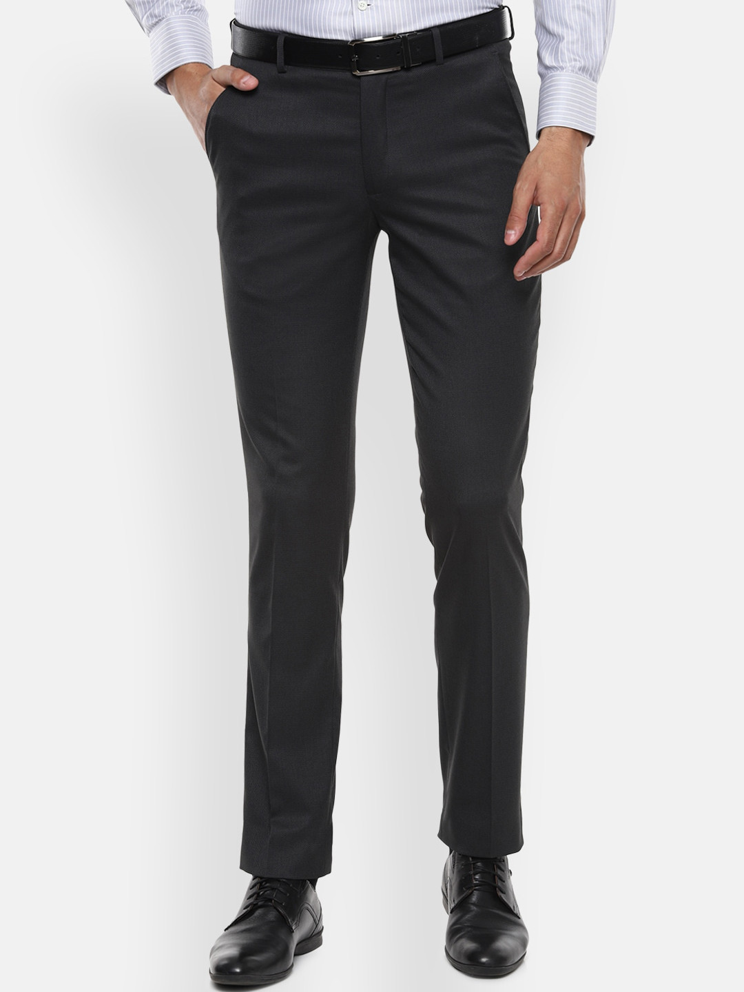 

Louis Philippe Men Black Slim Fit Solid Formal Trousers