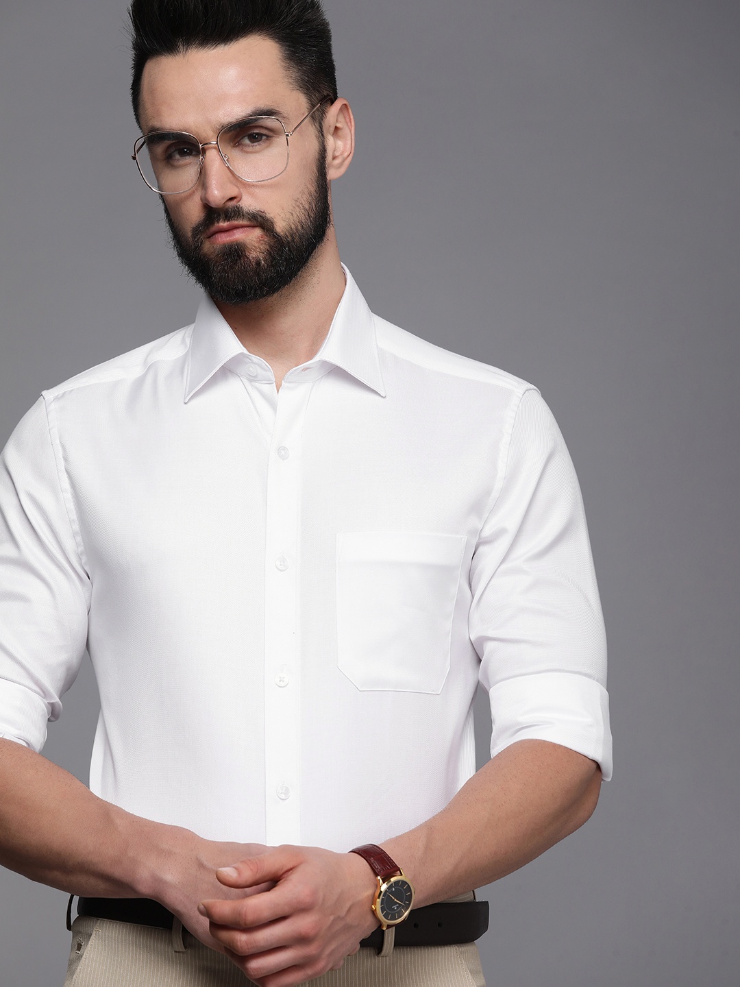 

Louis Philippe Men White Solid Classic Fit Pure Cotton Formal Shirt
