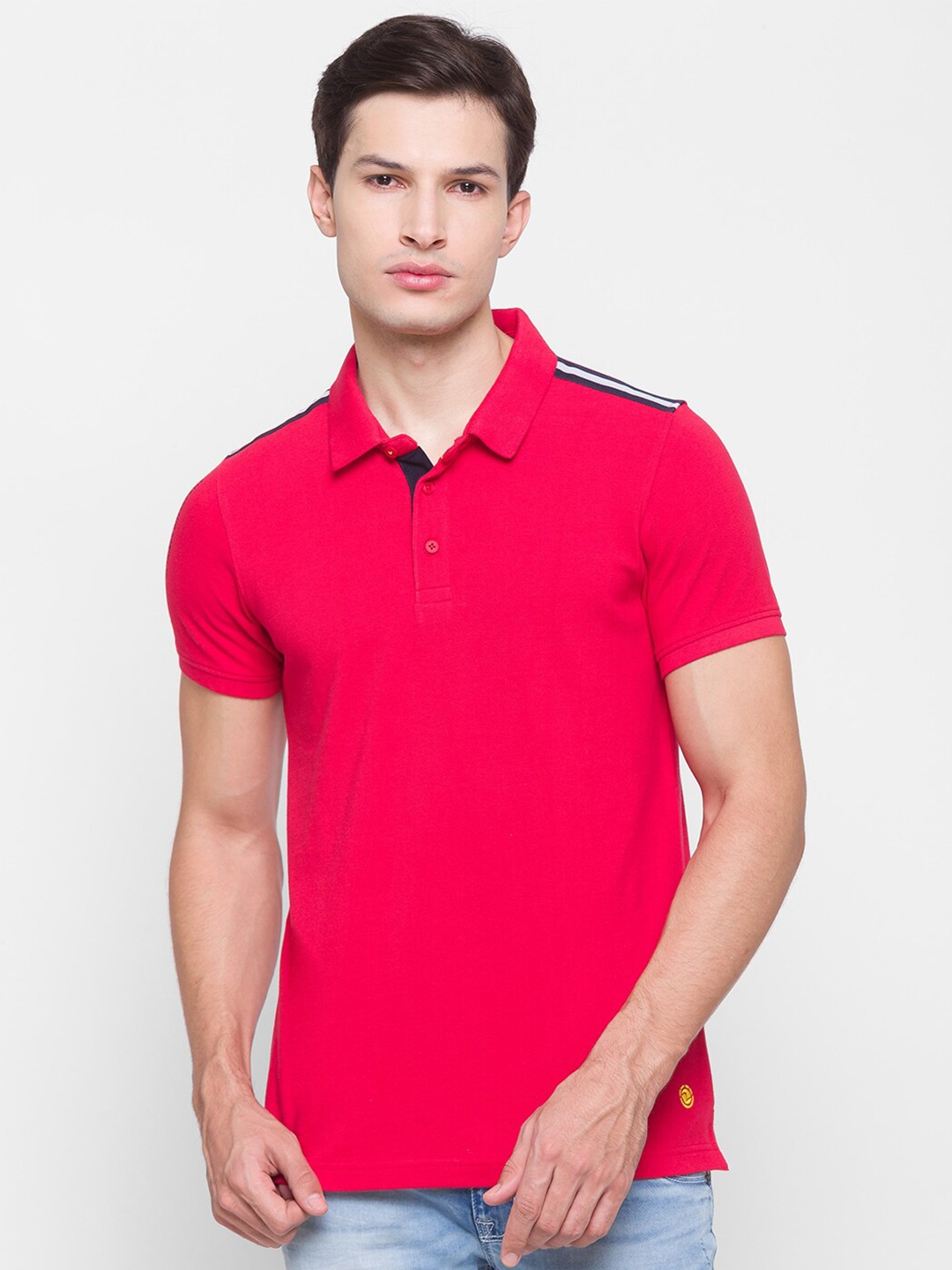 

SPYKAR Men Magenta Polo Collar Cotton Slim Fit T-shirt