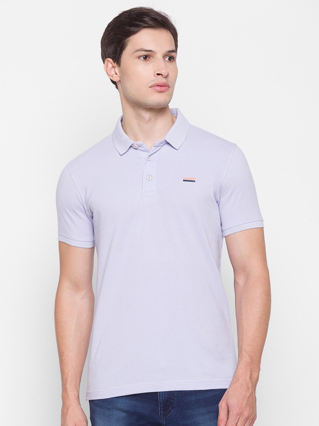 

SPYKAR Men Purple Polo Collar Cotton Slim Fit T-shirt