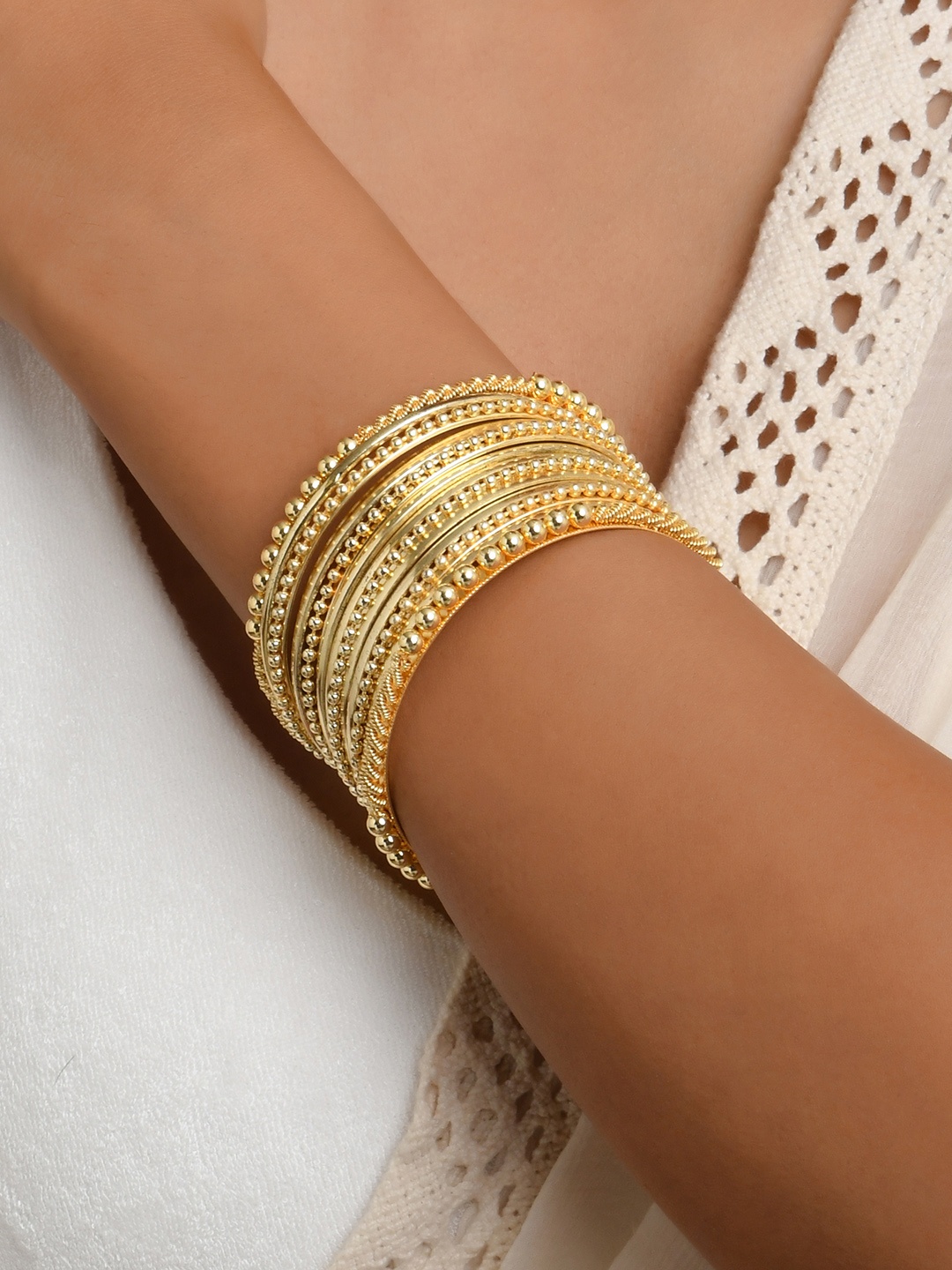 

Fida Gold-Plated Beaded Bangle Set