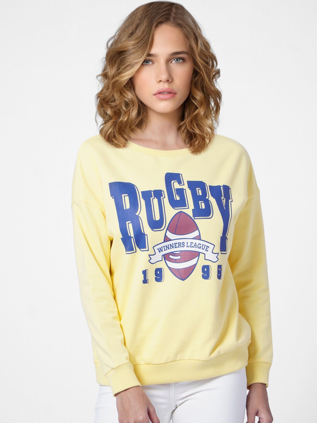 

ONLY Women Printed ONLHAWAI LS SWEAT JRS IN Sweatshirt, Yellow