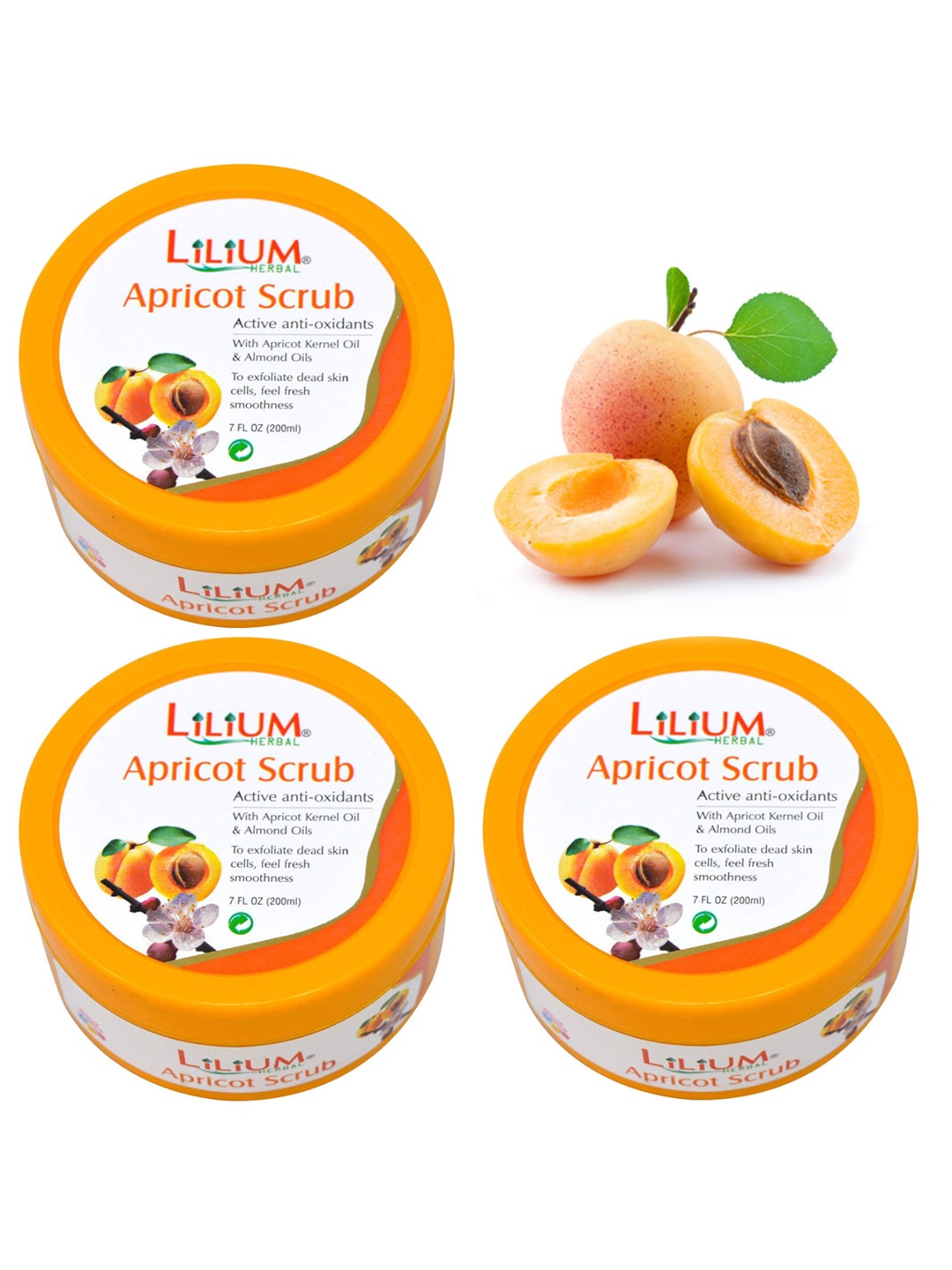 

Lilium Set Of 3 Apricot Face Scrub, Yellow