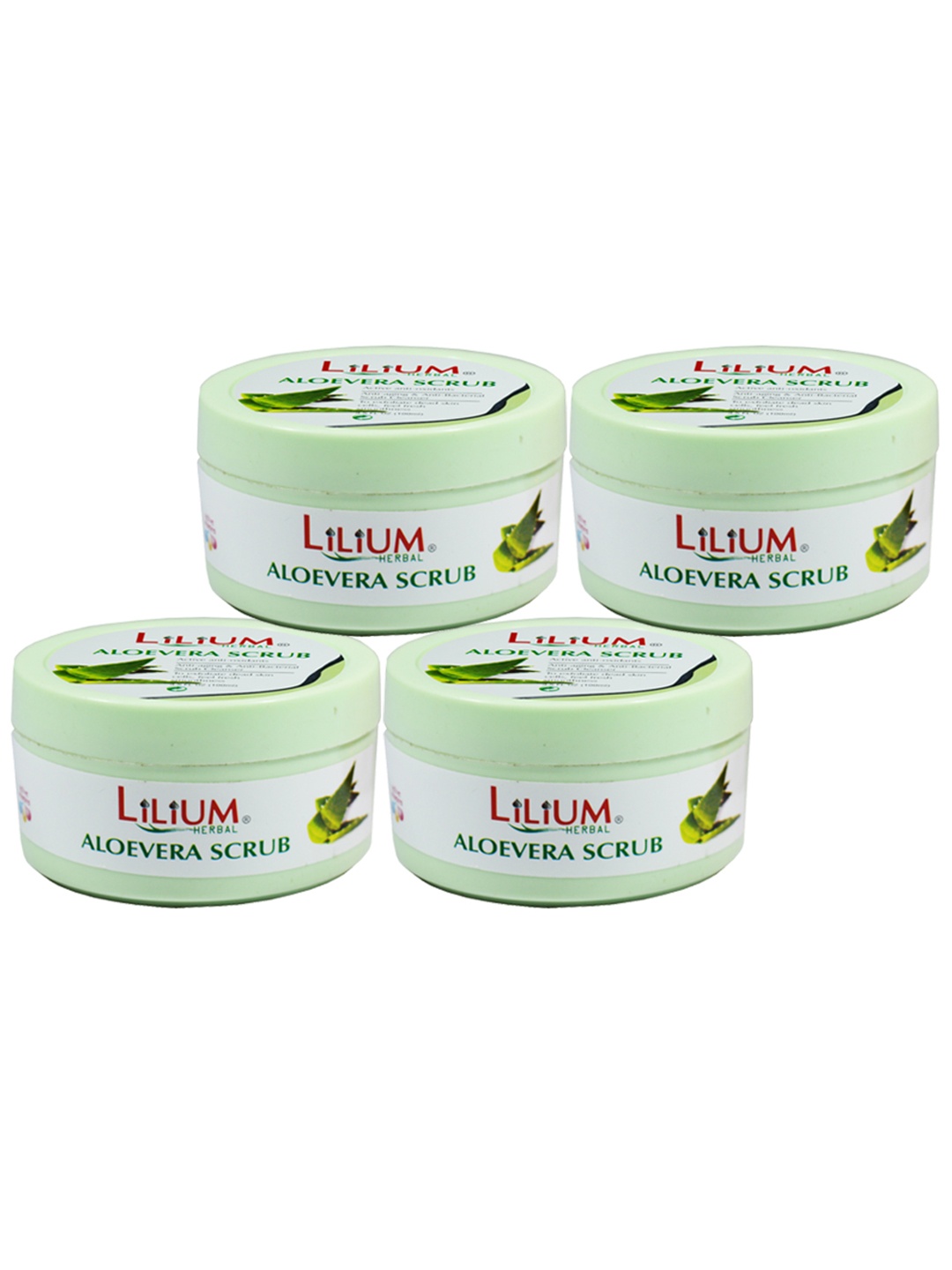 

Lilium Set Of 4 Aloe Vera Face Scrub, Green