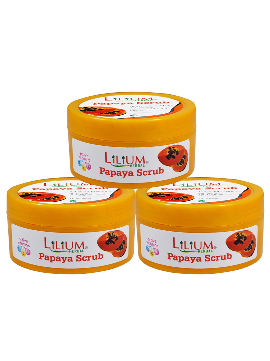 

Lilium Set Of 3 Papaya Face Scrub 200ml, Yellow