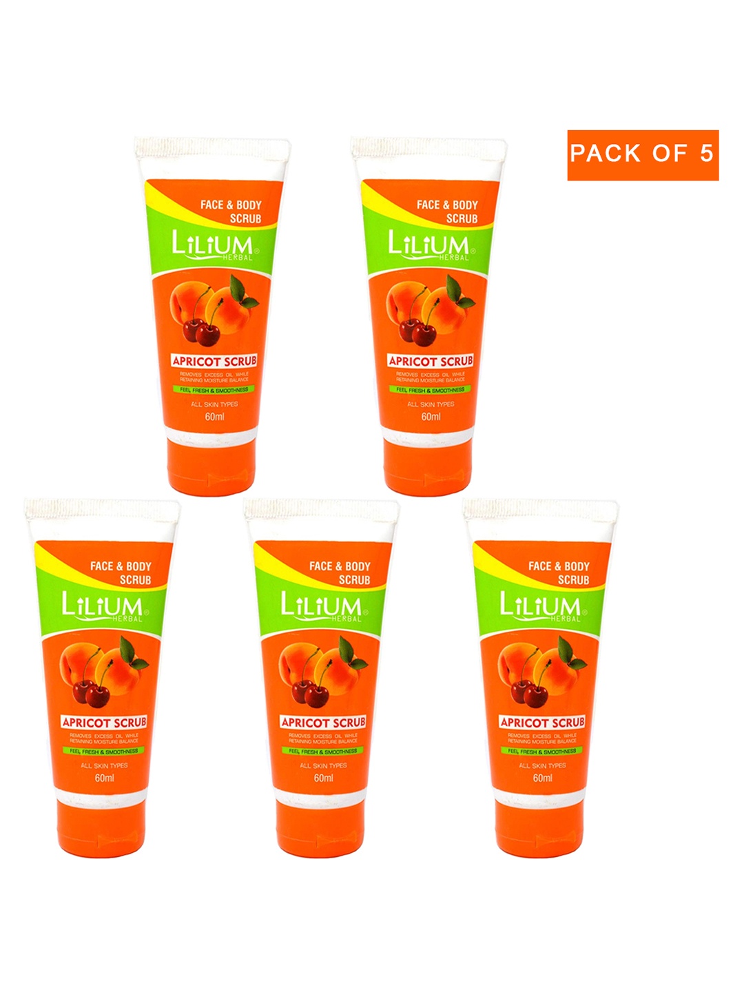 

Lilium Set Of 5 Apricot Face Scrub, Yellow
