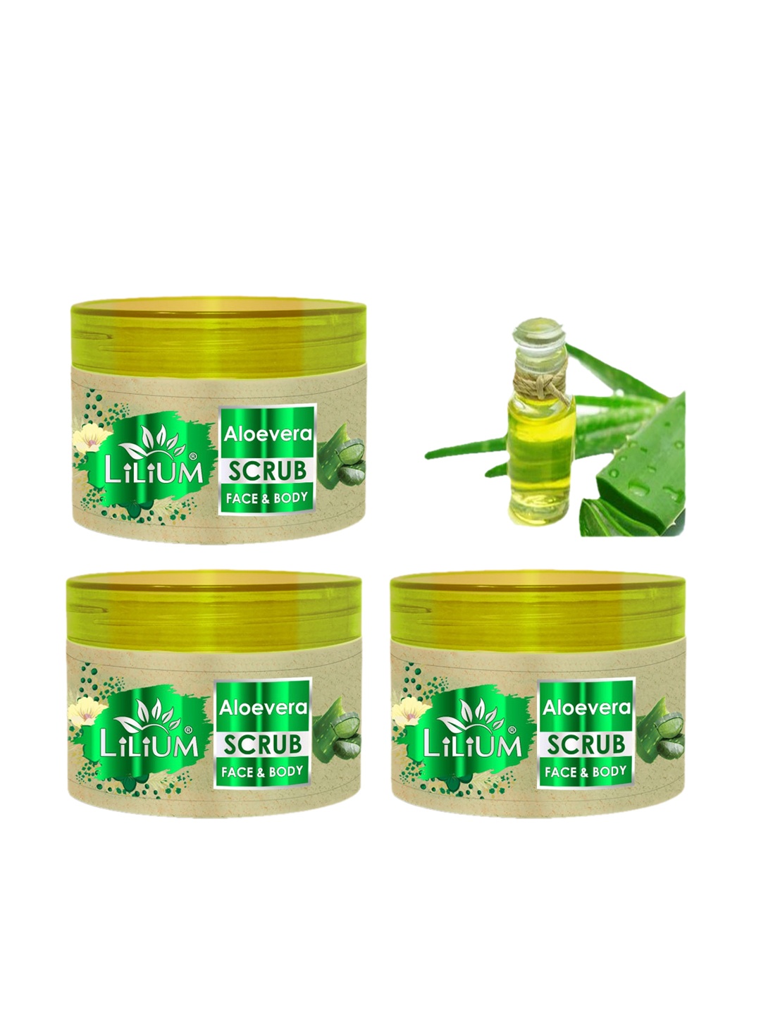 

Lilium Set Of 3 Aloe Vera Face Scrub, Green