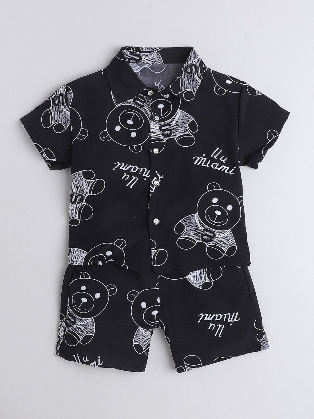 

Hopscotch Boys Black & White Printed Shirt with Shorts