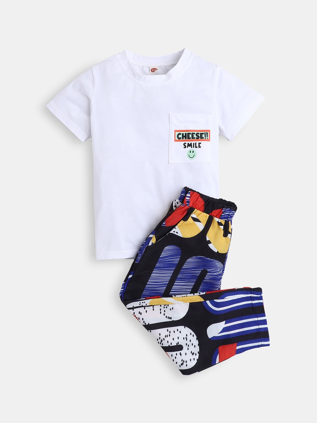 

Hopscotch Boys White & Red Printed T-shirt with Trousers