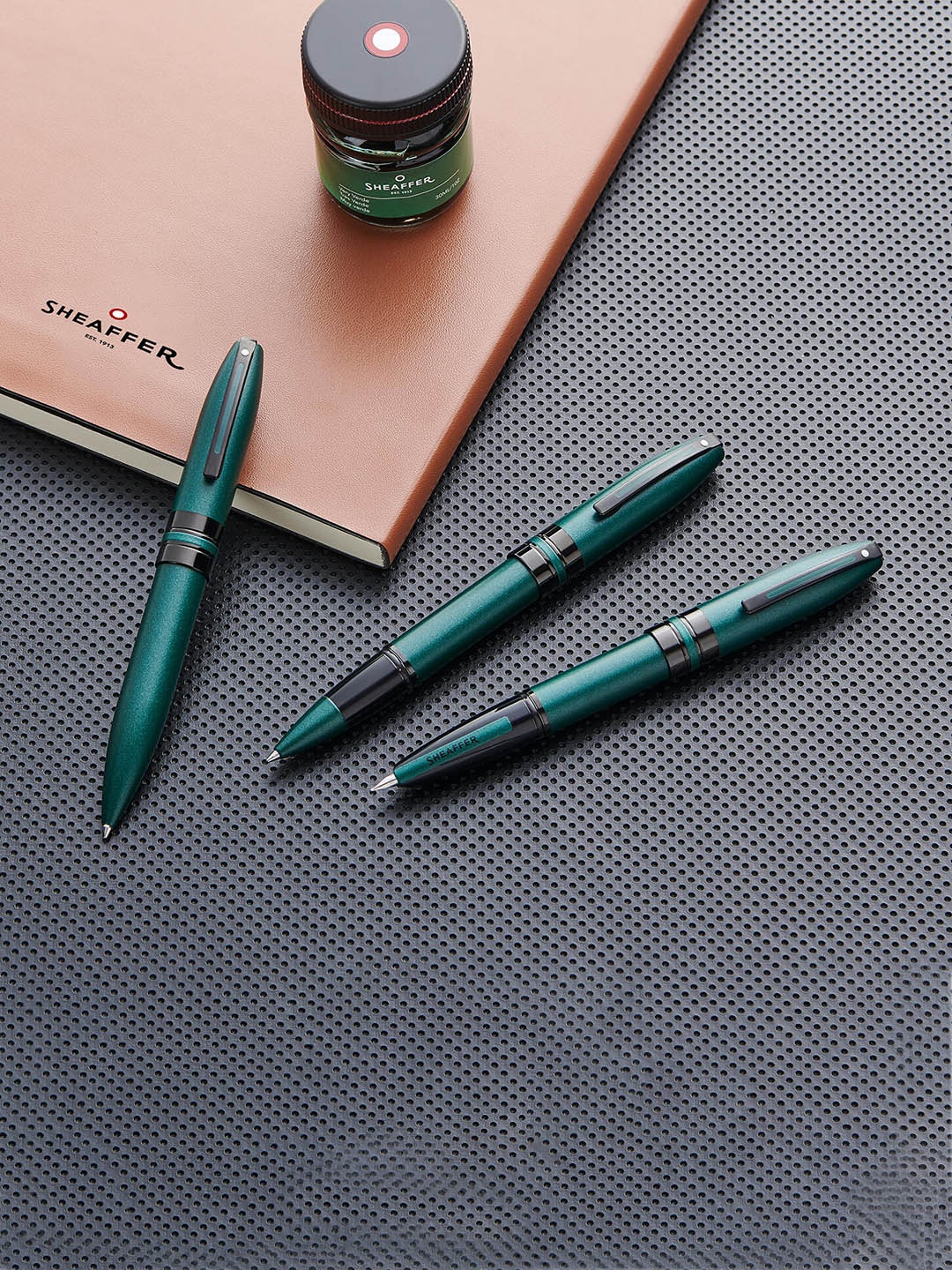 

Green 9109 Icon With Glossy Black PVD Trim Roller Ball Pen