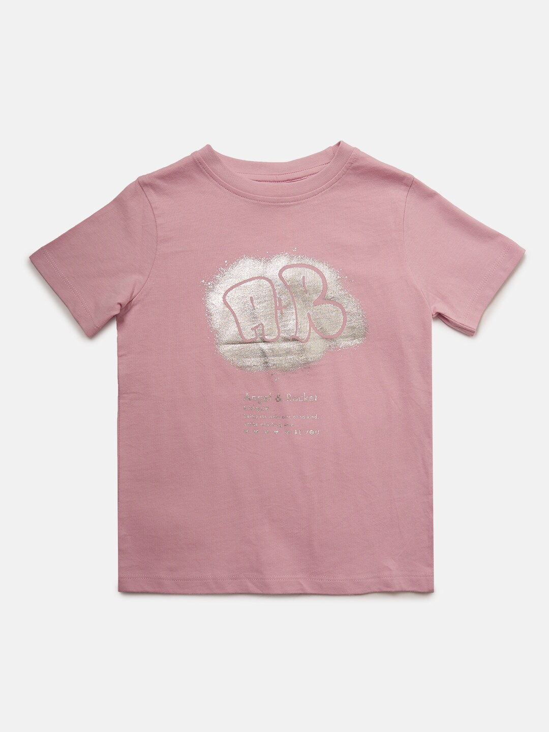 

Angel & Rocket Girls Mauve Printed Cotton T-shirt