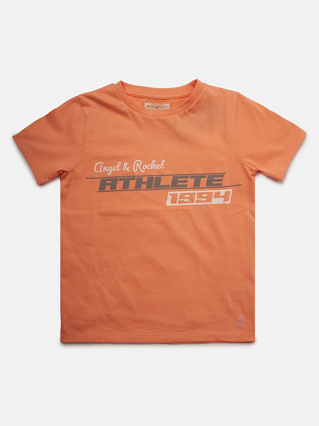 

Angel & Rocket Girls Coral Typography Printed Cotton T-shirt