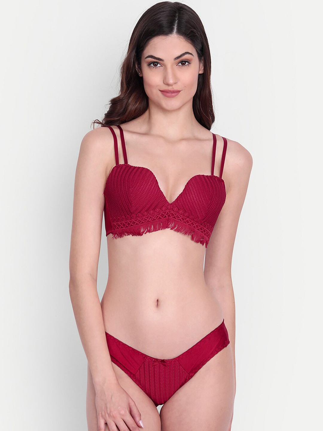 

Spiaty Women Pink Solid Lingerie Set