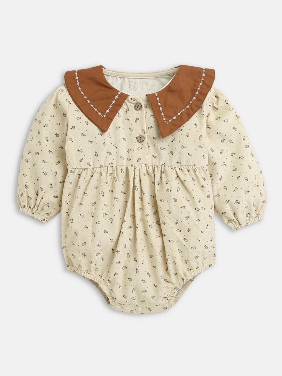 

Hopscotch Girls Brown Printed Romper