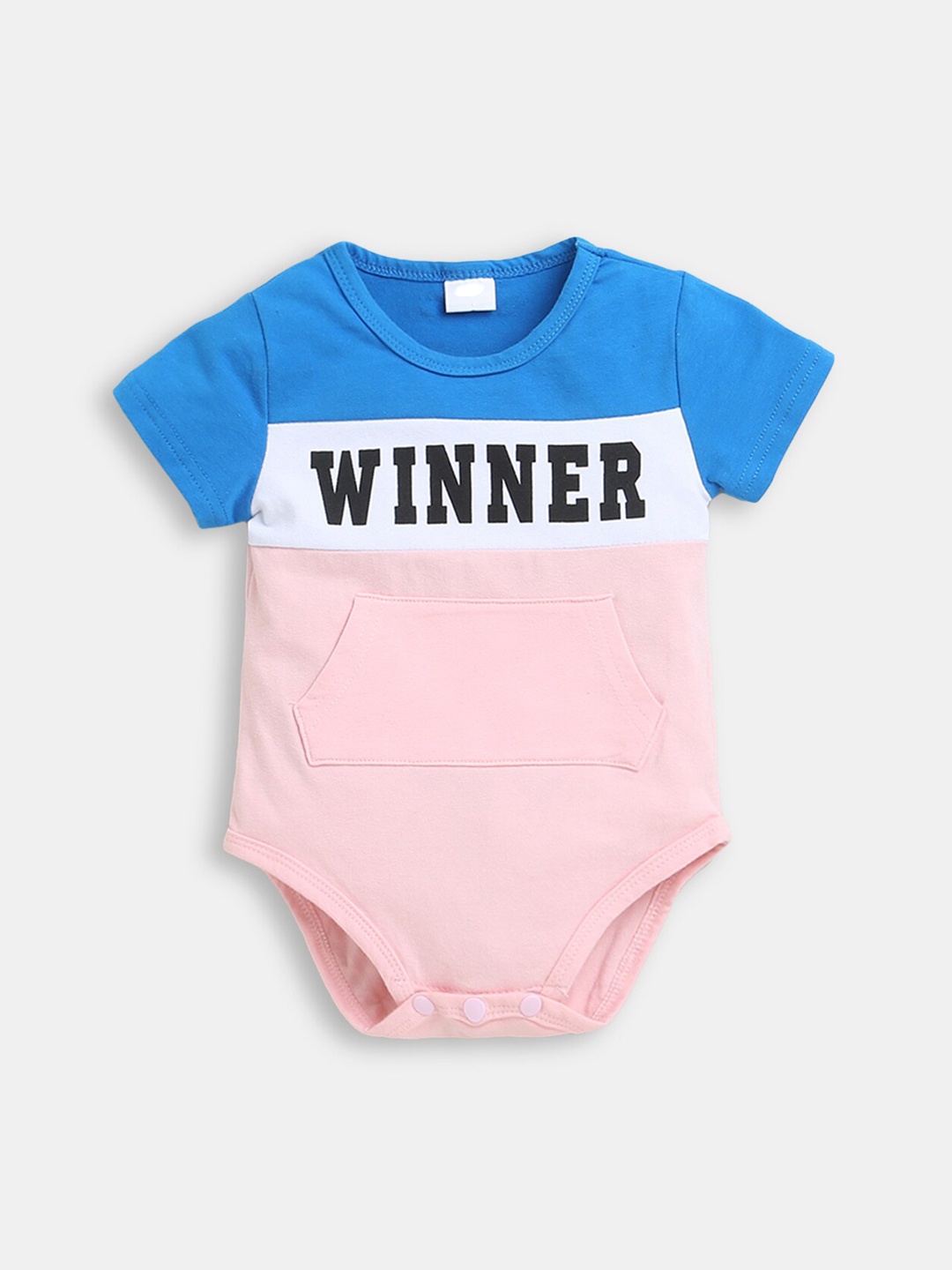 

Hopscotch Boys Pink & Blue Printed Rompers