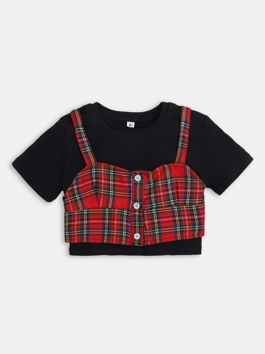 

Hopscotch Girls Black Checked Crop Top