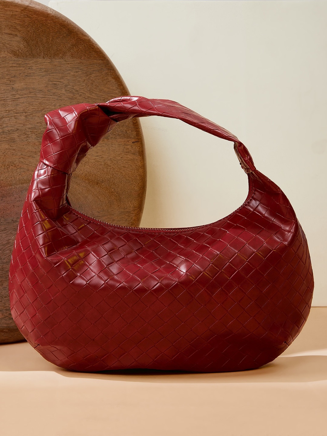 

Berrylush Red Textured Handheld Bag