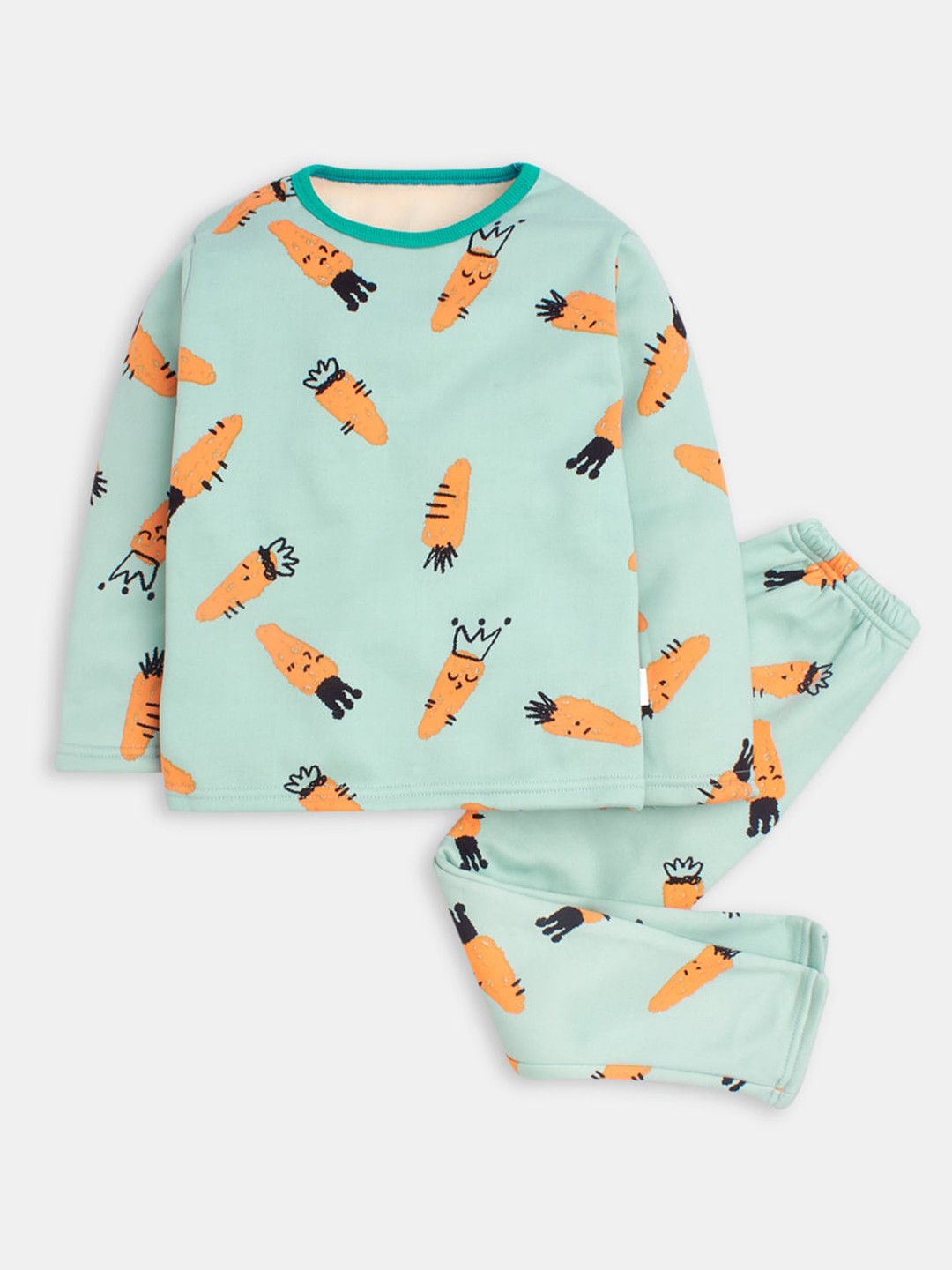 

Hopscotch Boys Green & Orange Printed Night suit