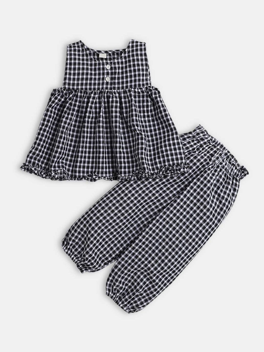 

Hopscotch Girls Black & White Checked Top with Trousers