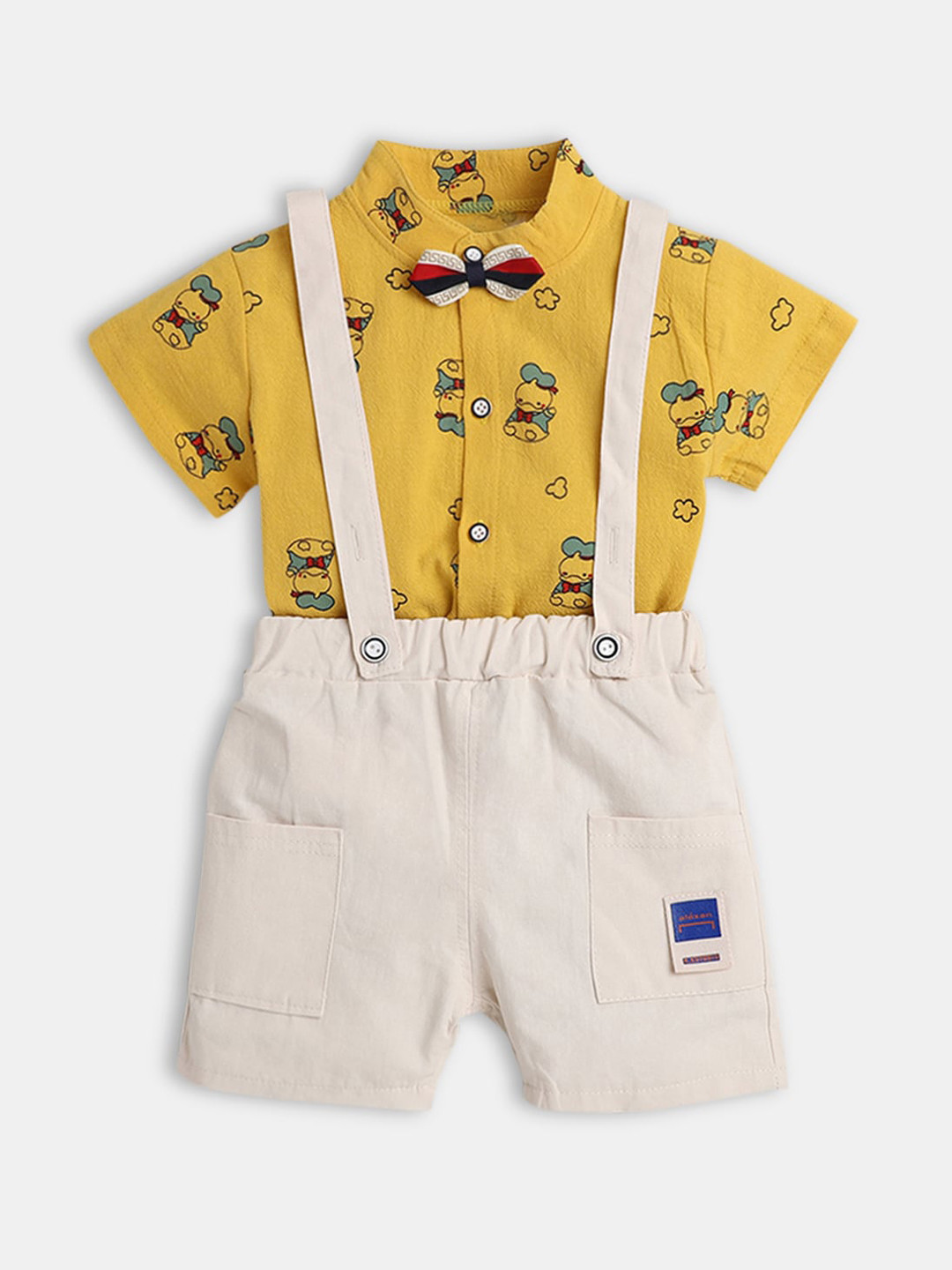 

Hopscotch Boys Yellow & Beige Printed Shirt With Shorts