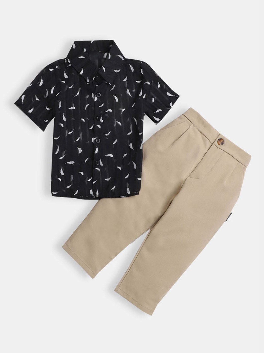 

Hopscotch Boys Black & Beige Printed Shirt with Trousers