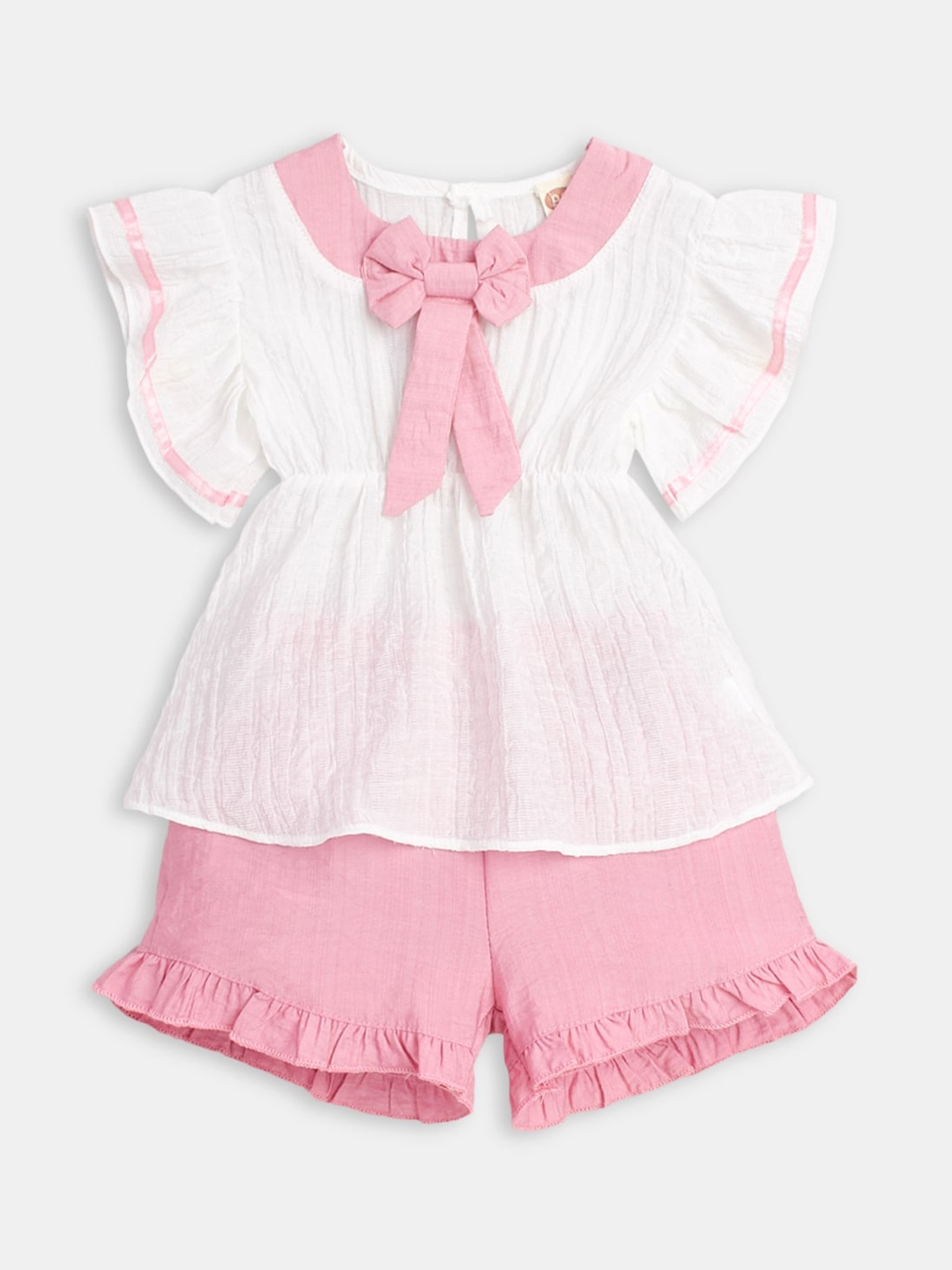 

Hopscotch Girls Pink & White Top with Shorts