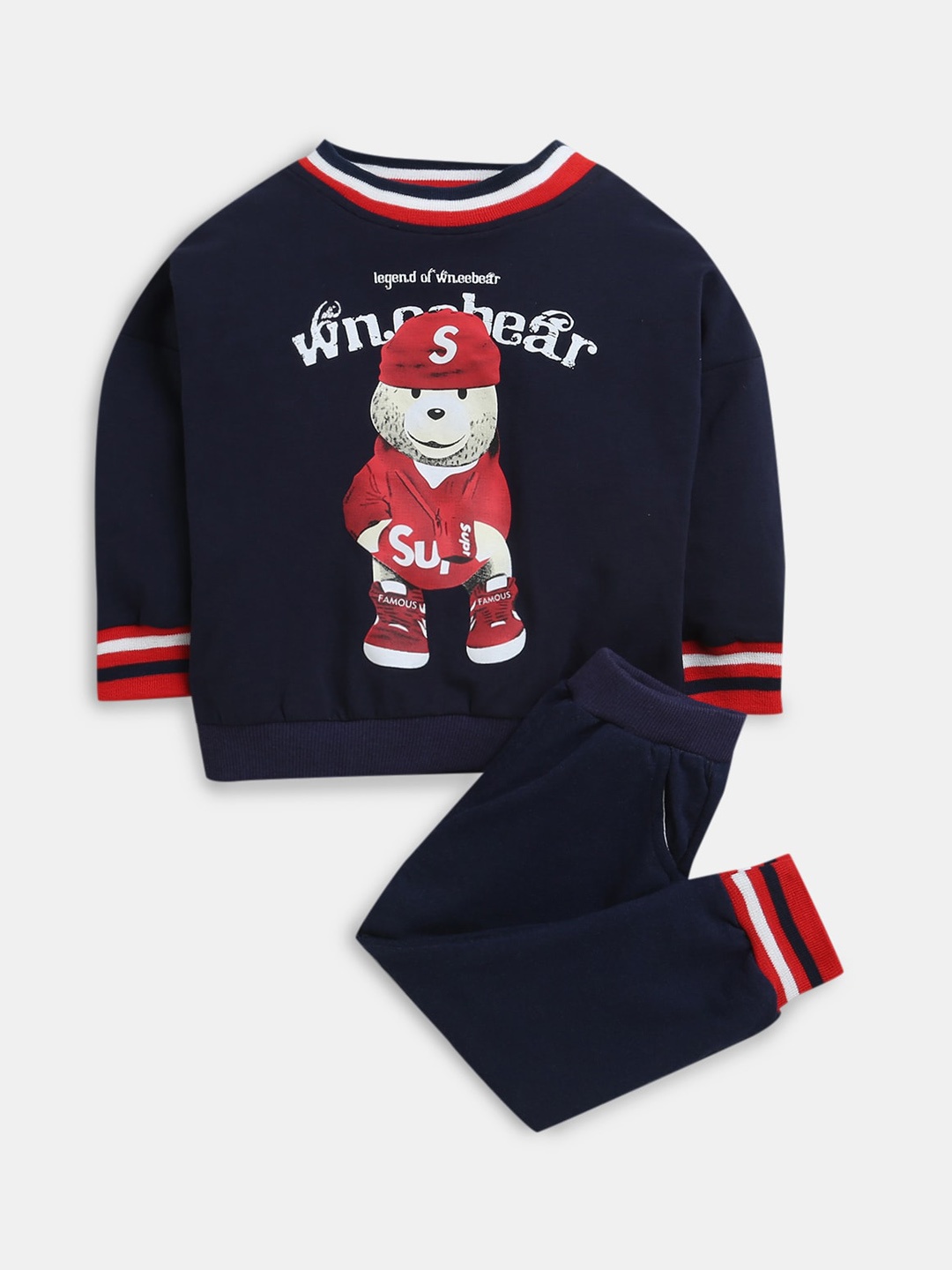 

Hopscotch Boys Navy Blue & Red Printed Top with Trousers
