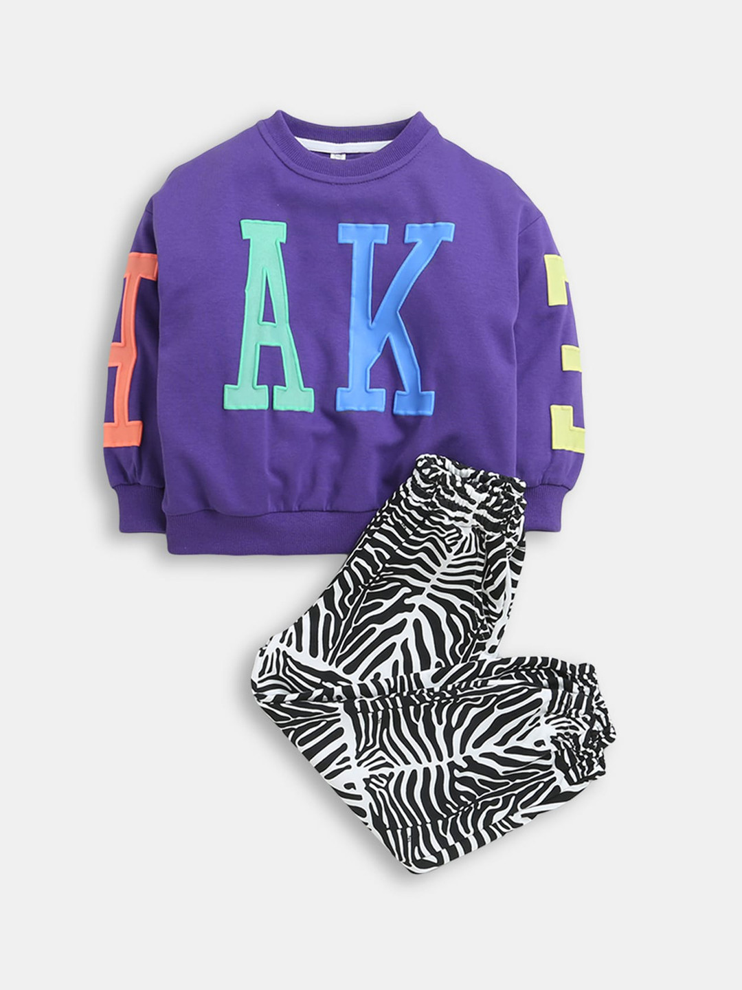 

Hopscotch Boys Purple & White Printed Top with Trousers