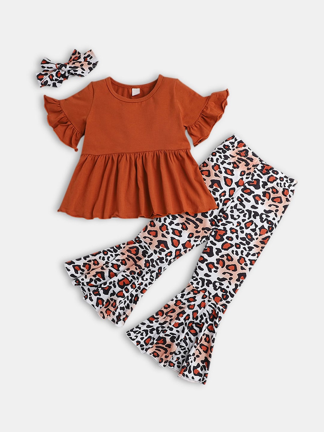 

Hopscotch Girls Brown & Black Top & Trousers With Hairband