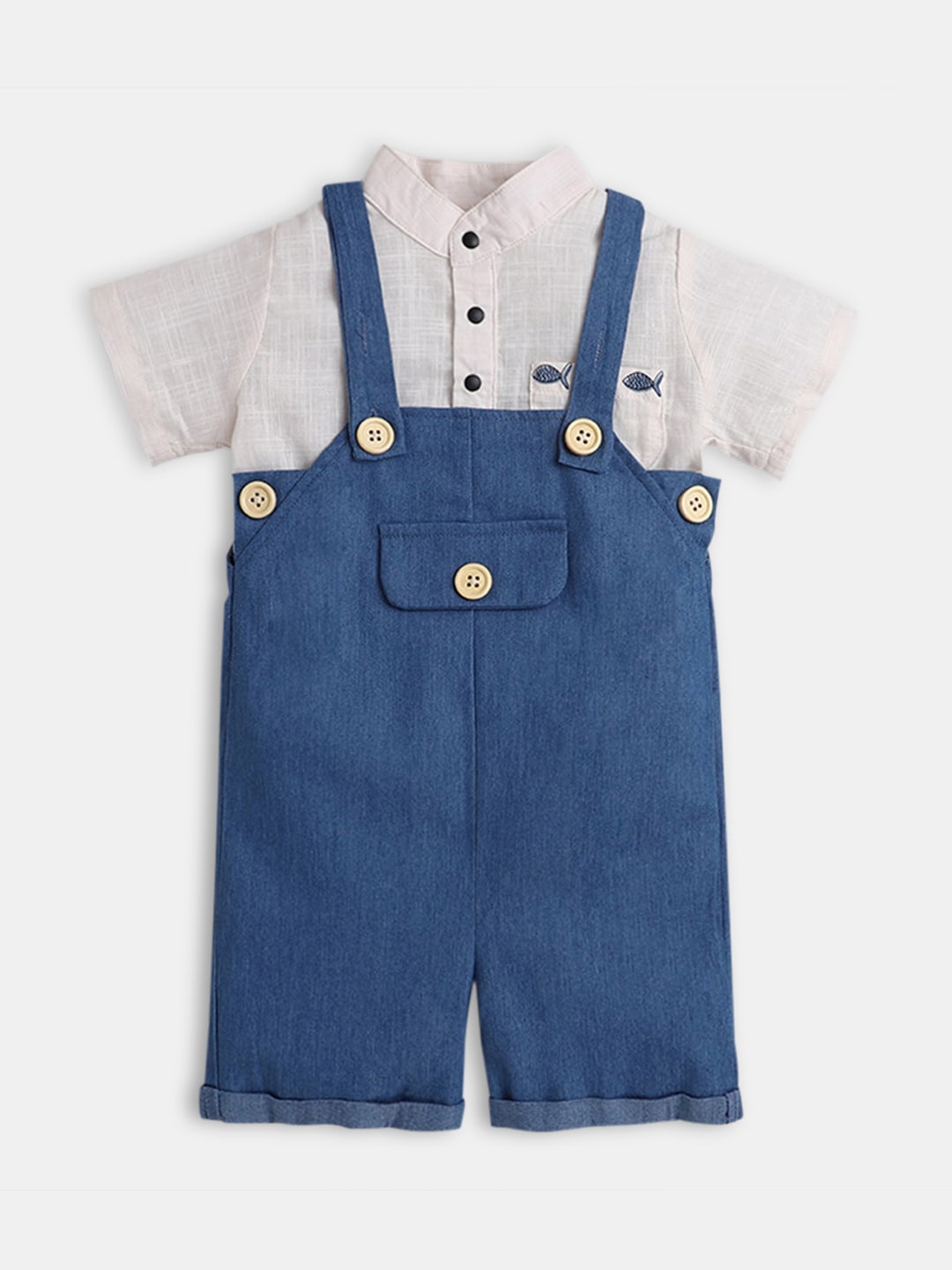 

Hopscotch Boys White Pure Cotton Dungarees