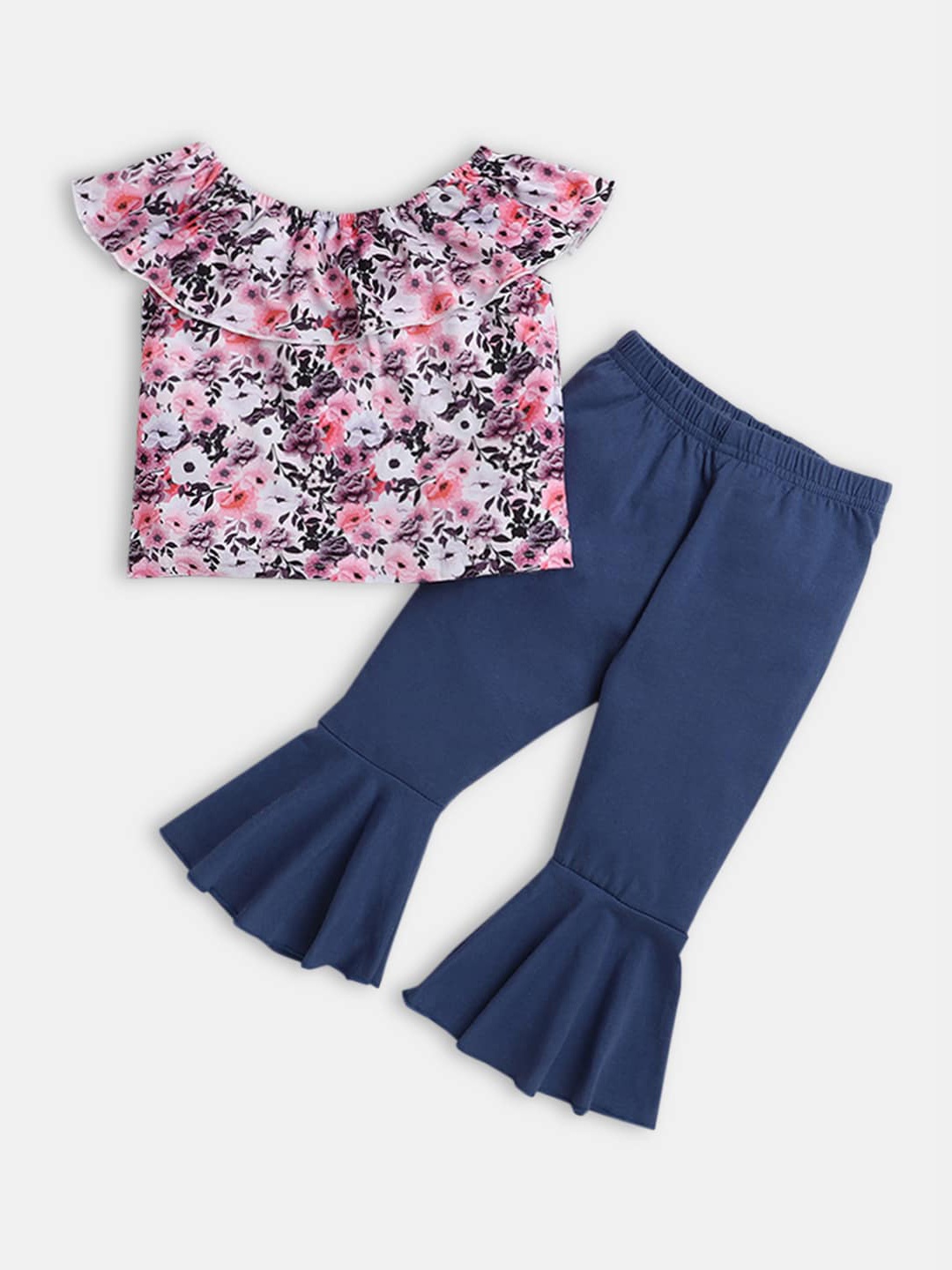 

Hopscotch Girls Pink & Blue Printed Top with Trousers