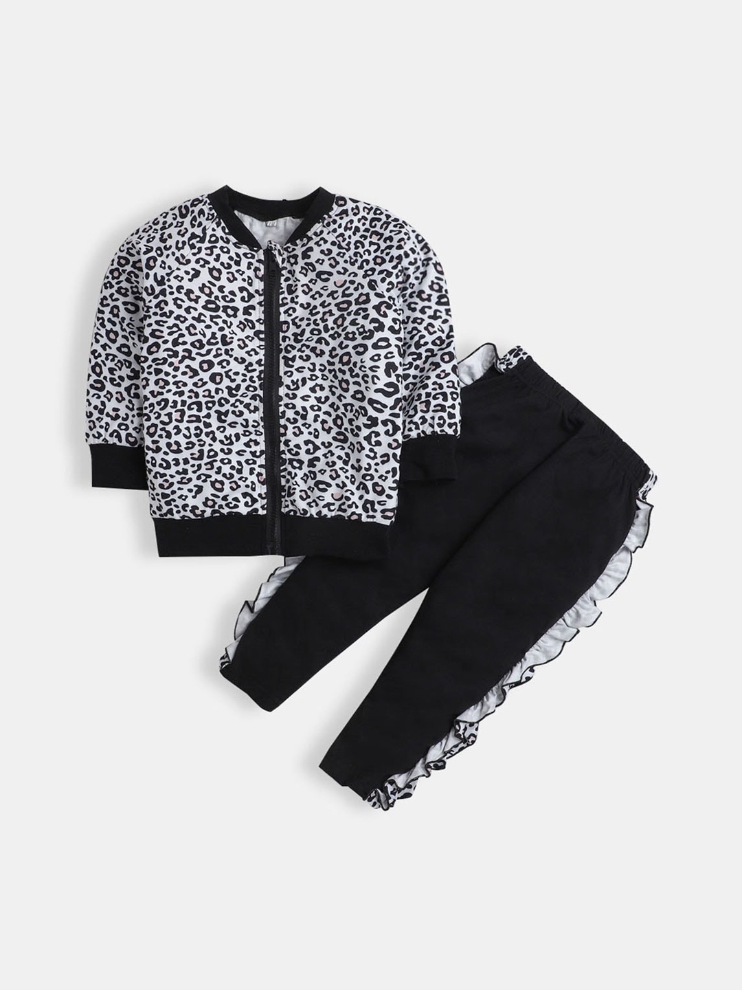 

Hopscotch Girls Black & White Printed Shirt with Trousers