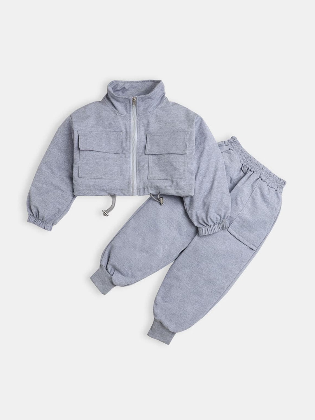 

Hopscotch Girls Grey Printed Shirt with Trousers