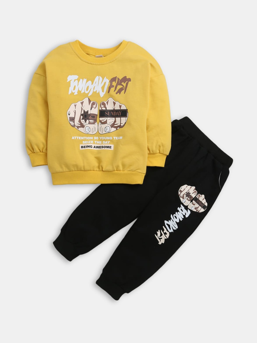 

Hopscotch Boys Yellow & Black Printed Top with Trousers