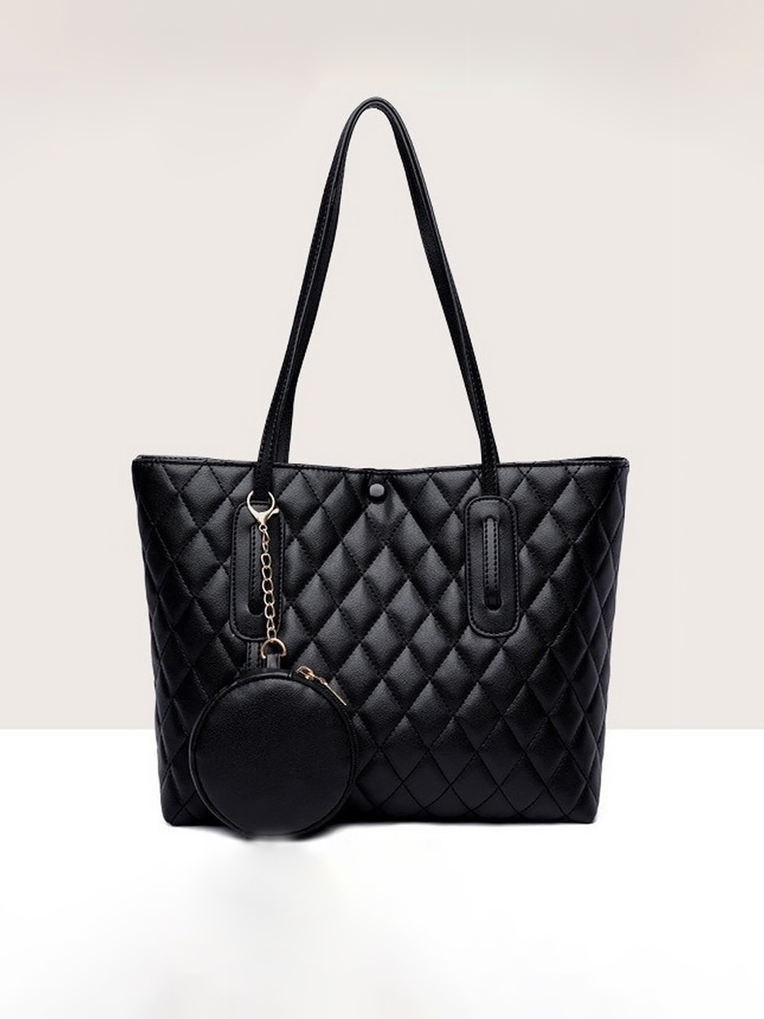 

Diva Dale Black Textured PU Swagger Shoulder Bag with Quilted