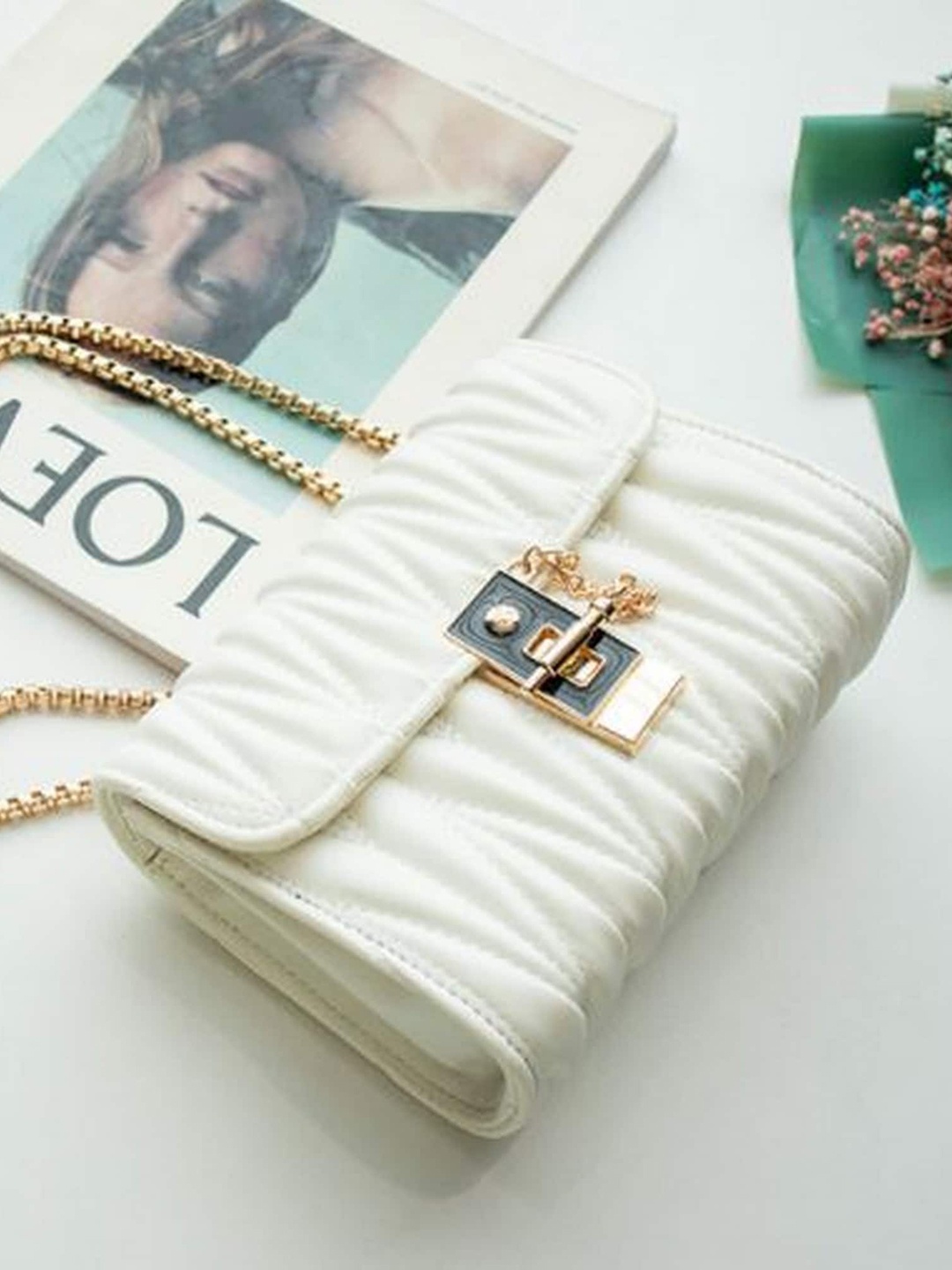 

Diva Dale White PU Structured Sling Bag with Quilted