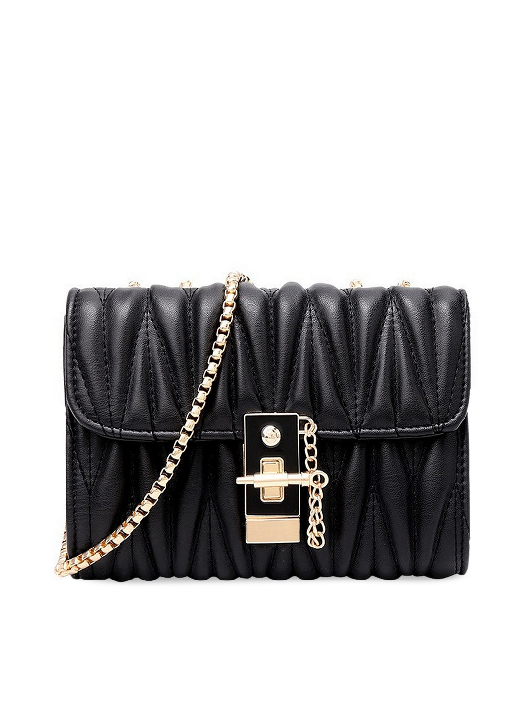 

Diva Dale Black Textured PU Structured Sling Bag