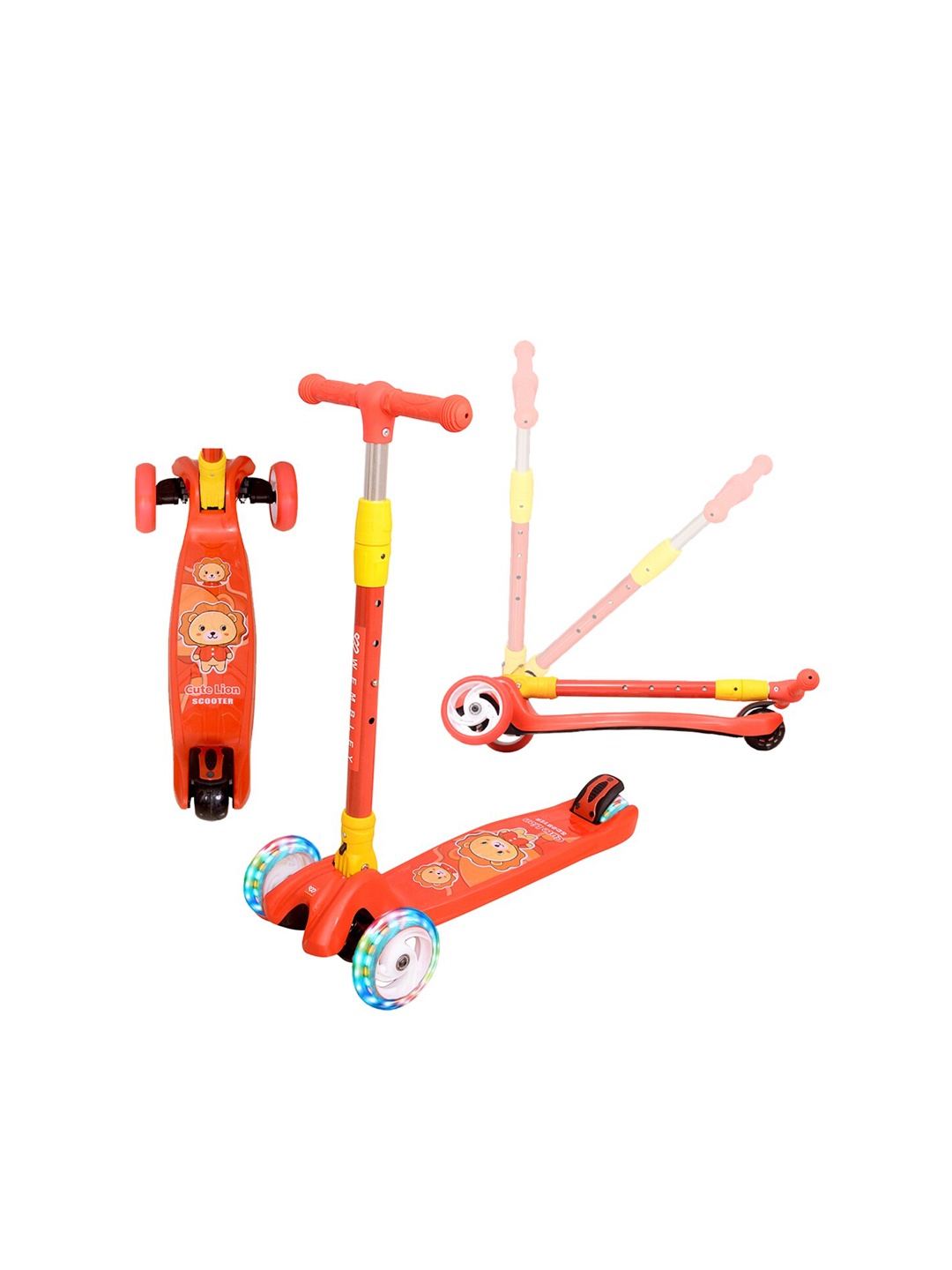 

WEMBLEY Kids Red & Yellow Foldable Road Runner Kick Scooter