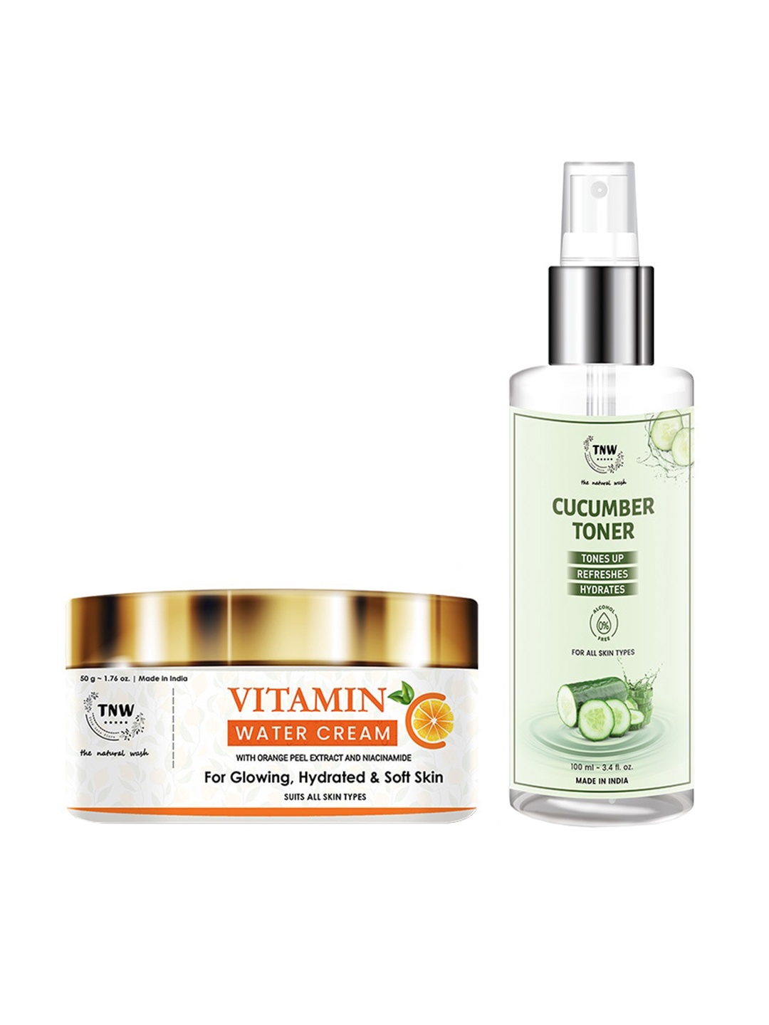 

TNW the natural wash Set Of 2 Vitamin C Water Cream and Cucumber Toner, White