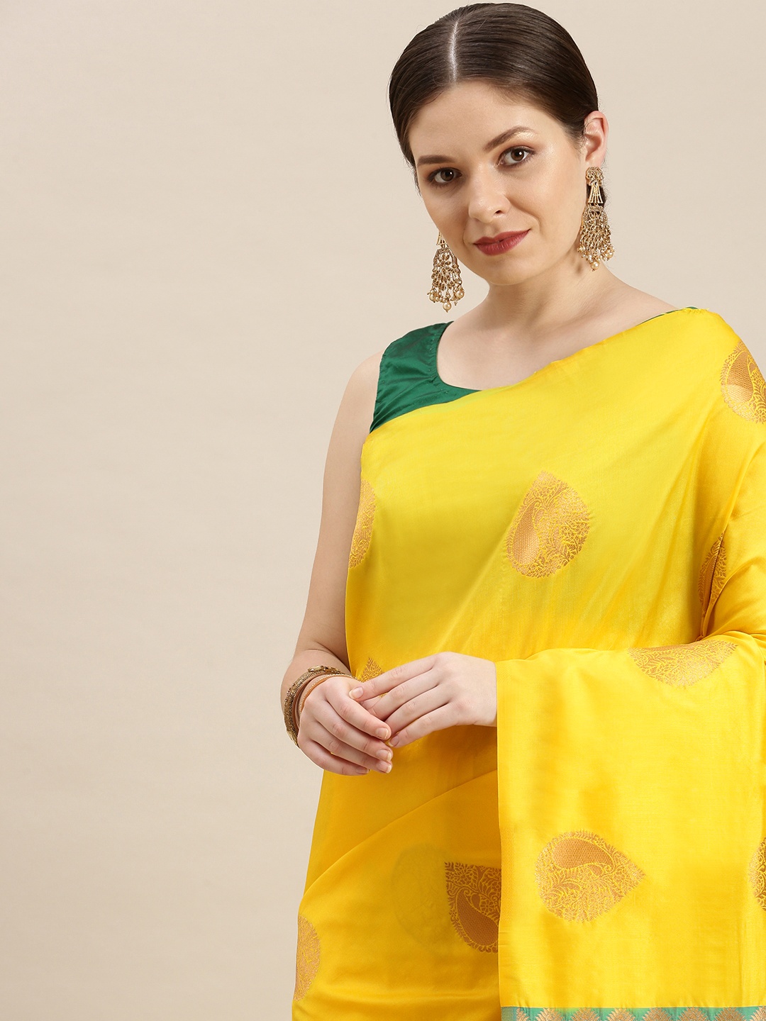 

MARGI DESIGNERS Woven Design Zari Banarasi Saree, Yellow