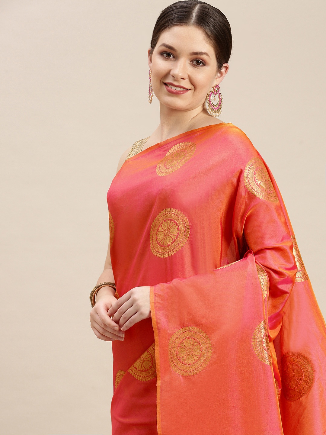 

MARGI DESIGNERS Woven Design Zari Banarasi Saree, Peach