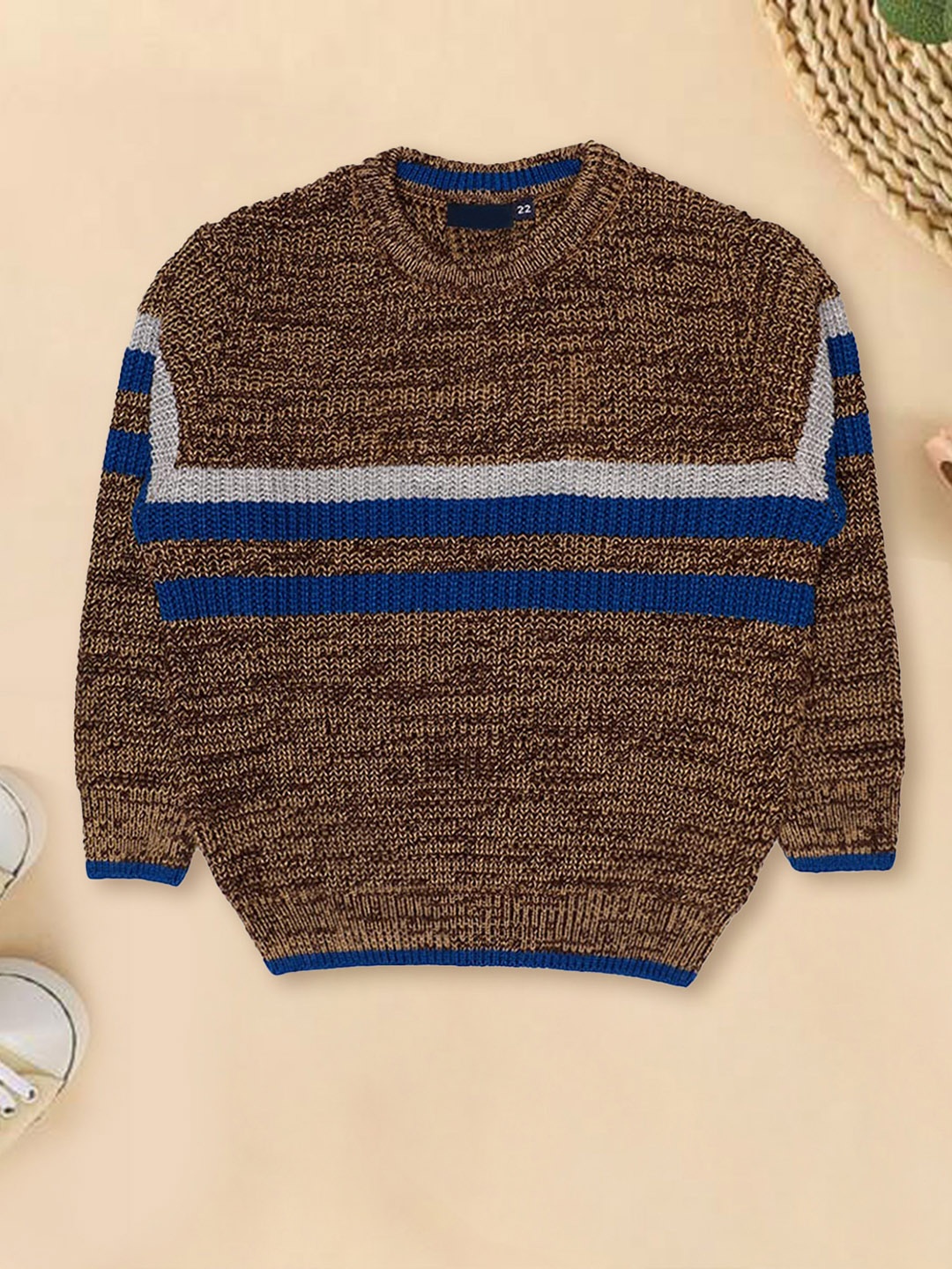 

CHIMPRALA Boys Brown & Blue Striped Pullover