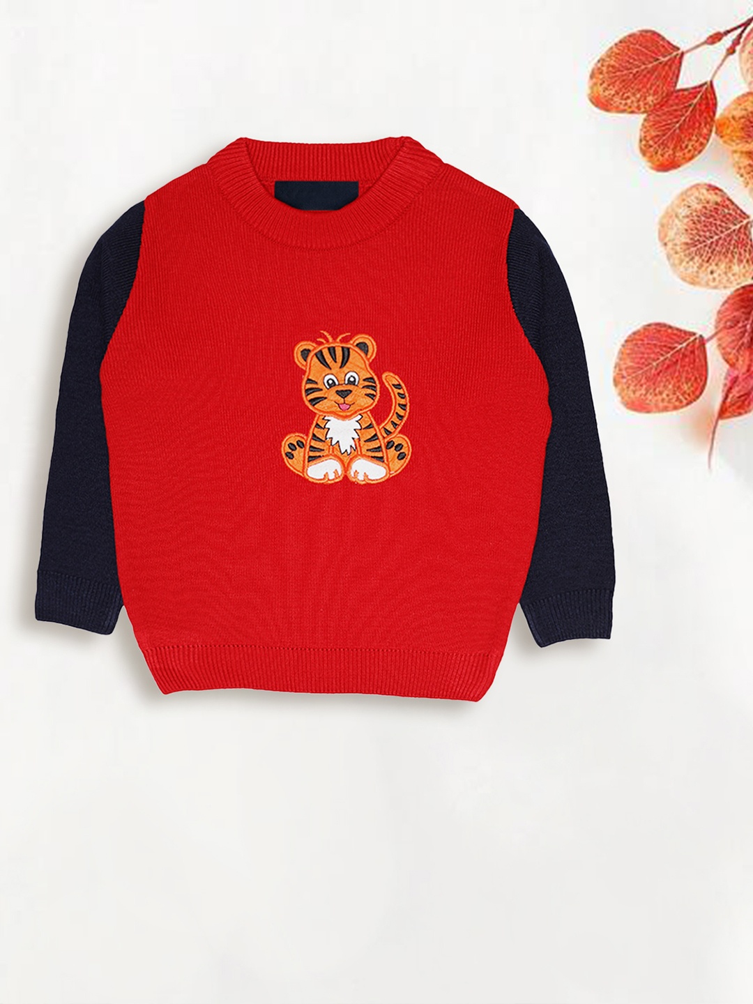 

CHIMPRALA Boys Red & Orange Woolen Pullover