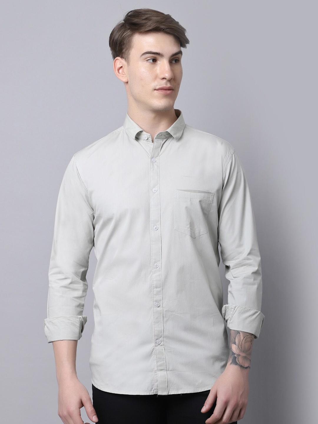 

Majestic Man Men Grey Slim Fit Pure Cotton Casual Shirt