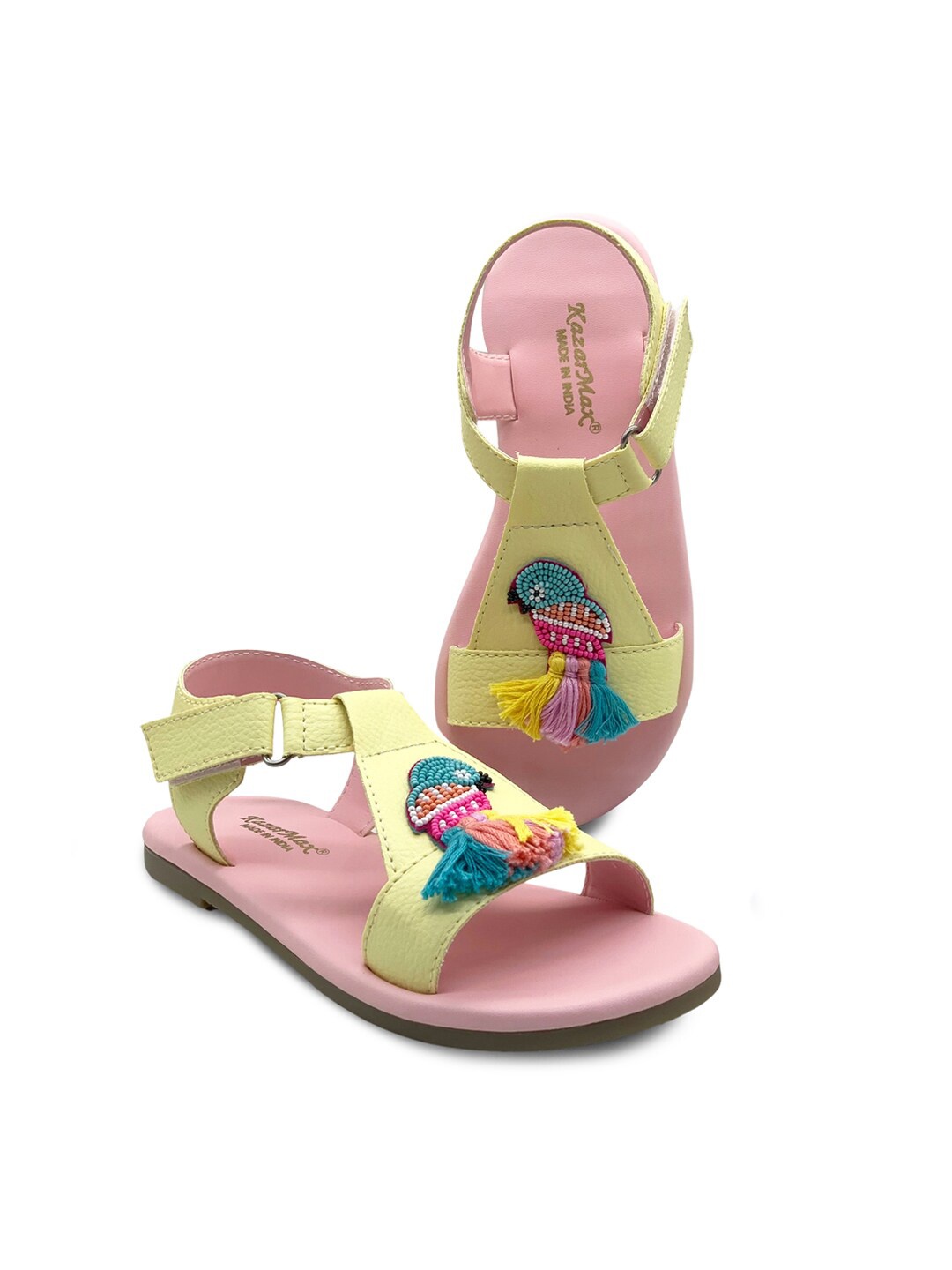 

KazarMax Girls Yellow Open Toe Flats with Tassels