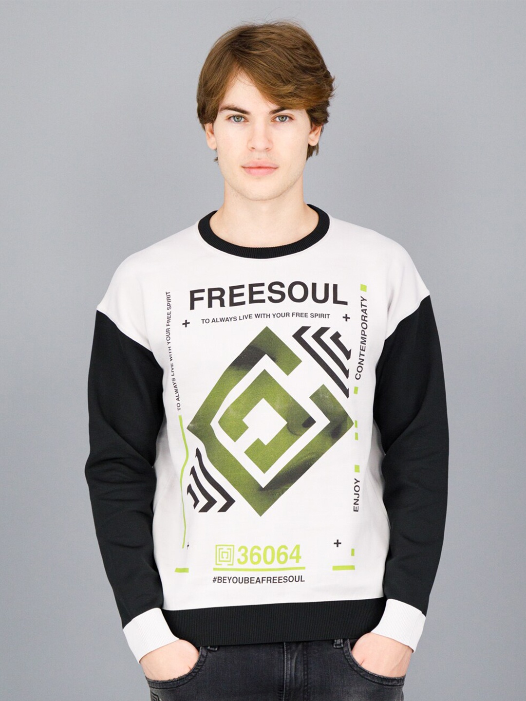

FREESOUL Men Printed Sweatshirt, Off white