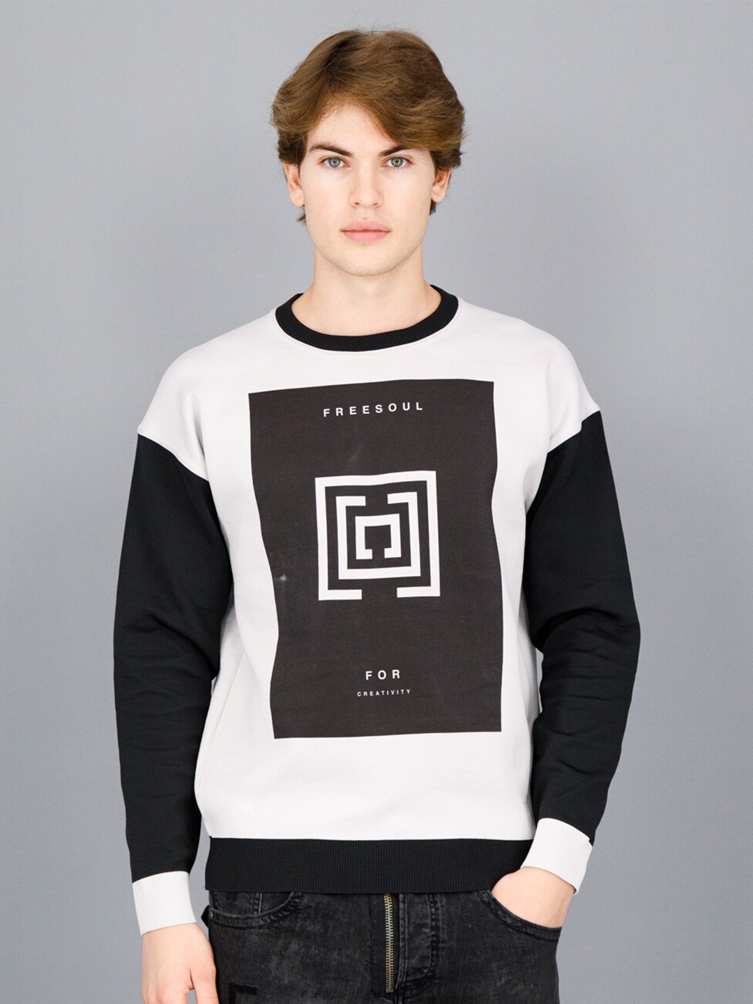 

FREESOUL Men Printed Sweatshirt, Off white