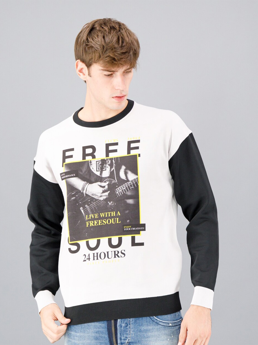 

FREESOUL Men Printed Sweatshirt, Off white