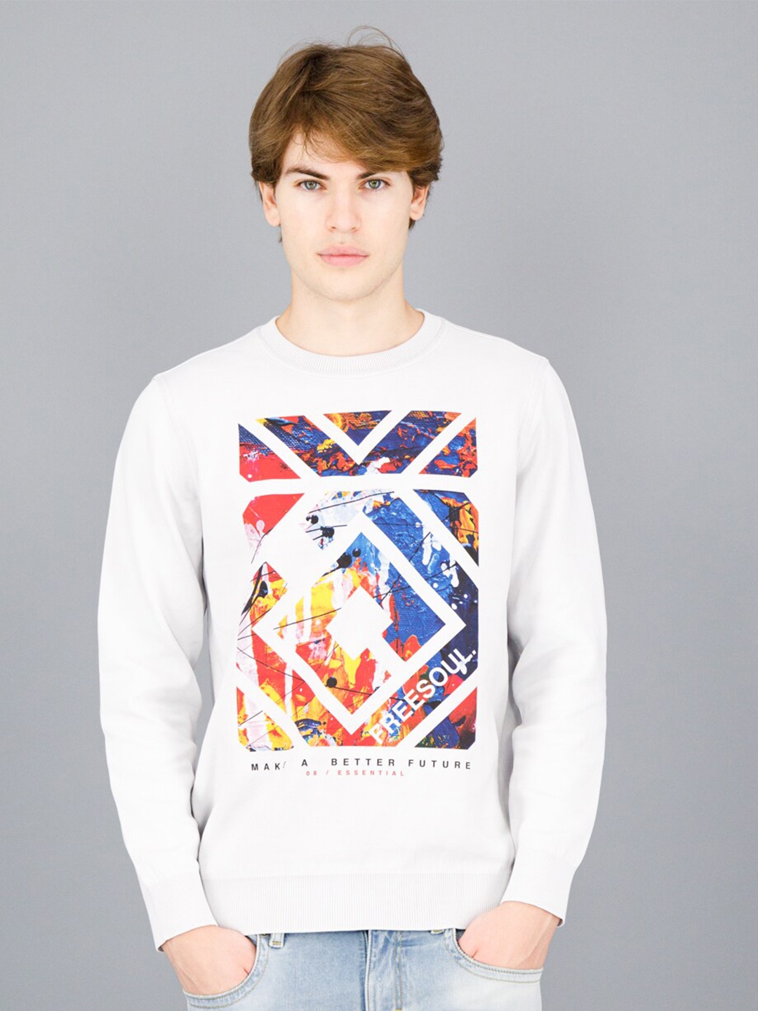 

FREESOUL Men Printed Sweatshirt, Grey